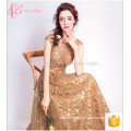 Beanteous Elegant Golden Sleeveless Appliqued Evening Party Cocktail Dress para as mulheres